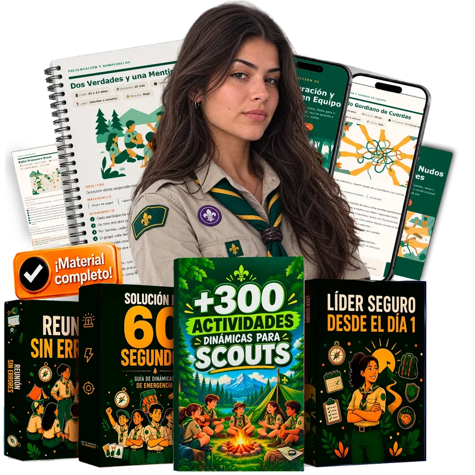 +300 Actividades Dinámicas para Scouts: manual completo, cuaderno del dirigente, mapa visual y 3 bonos